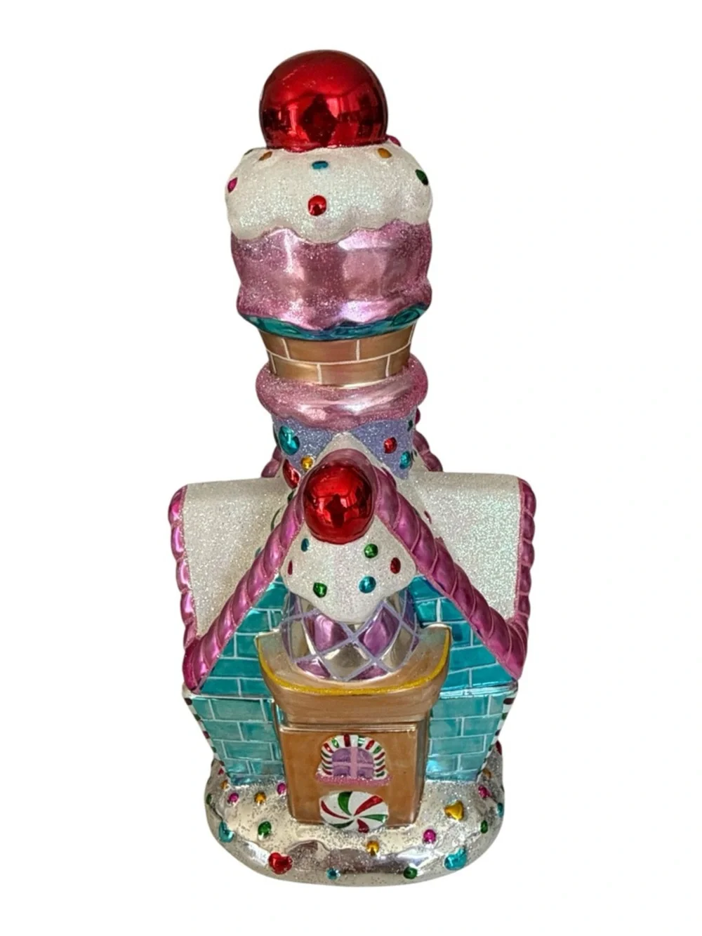 Christopher Radko Gingerbread House Candy‎ Jar 2004 Christmas Decor Glitter Lid